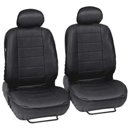 Motor Trend Syn Leather Car Seat Covers - Front Pair/ Black SC-4930-BK